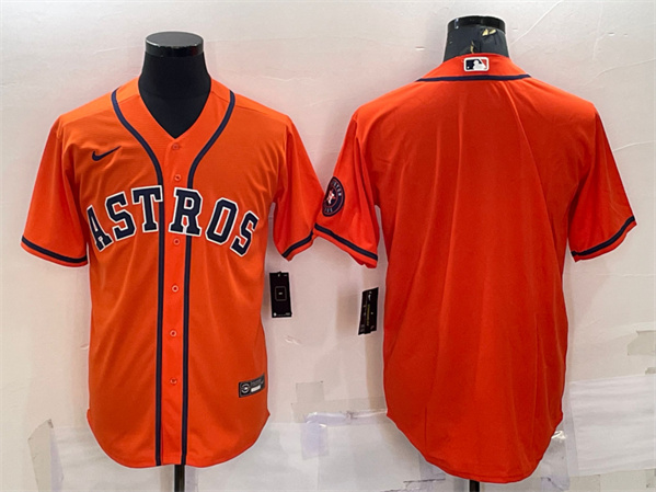 Men's Houston Astros Blank Orange With Patch Cool Base Stitched Jersey